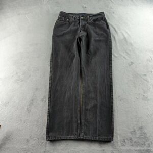 Vintage Tommy Hilfiger Jeans 33x32 (Fits 30x32) Black Straight Wide Grunge Y2K